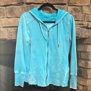 Calvin Klein Performance Aqua and White Ombre Zip-Up Hoodie. Large